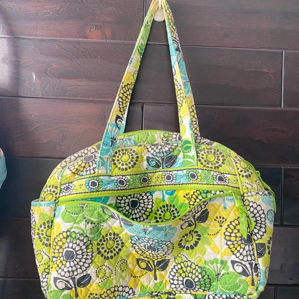 Vera Bradley Green and Yellow Floral Travel Bag - Picture 2 of 2